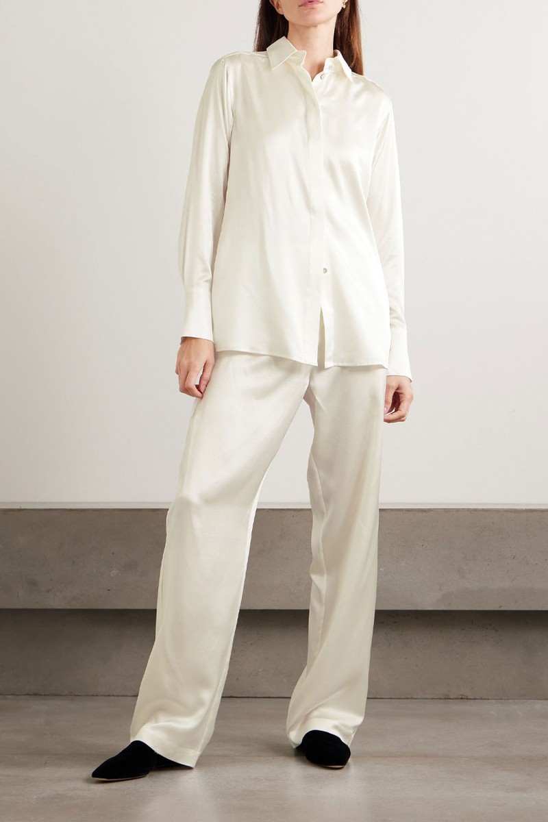 Bacall Silk-Satin Pajama Set from Olivia Von Halle