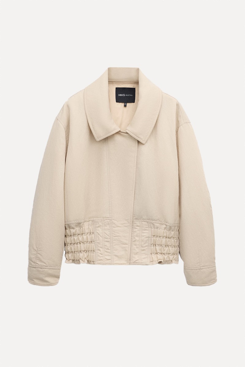 Oversized Jacket With Gathered Waist