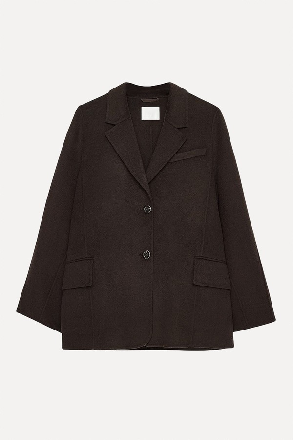 Oversized Wool Blend Sleeve Detail Short Coat