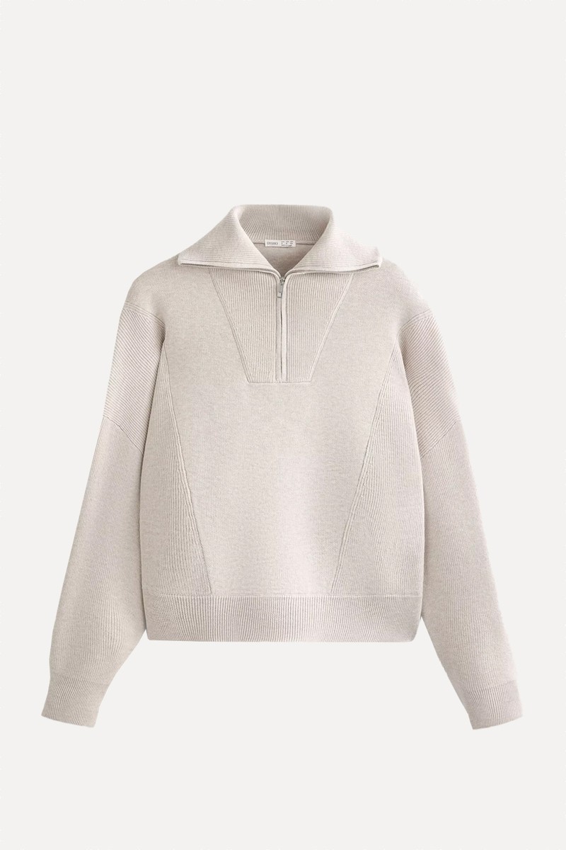 Knit Jumper With Raised Neck & Rib Details from Oysho