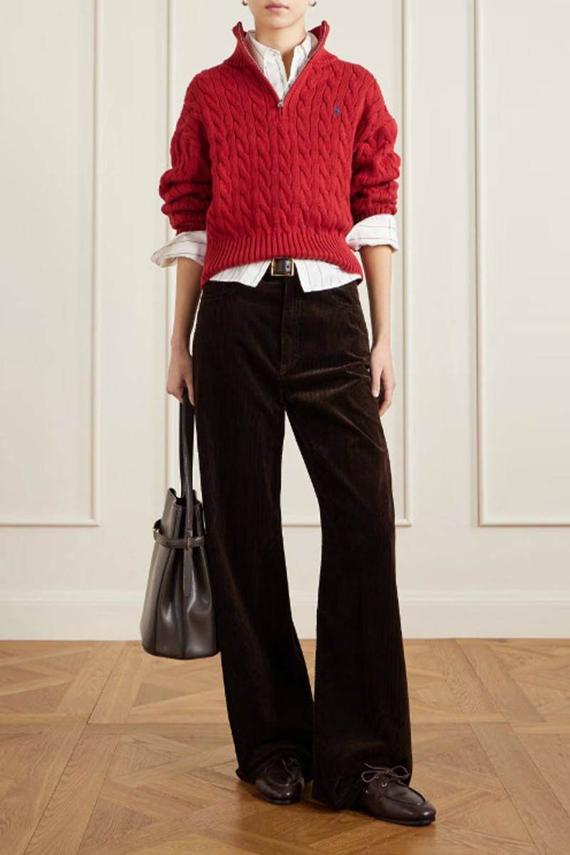 Embroidered Cable-Knit Cotton Half-Zip Sweater from Polo Ralph Lauren