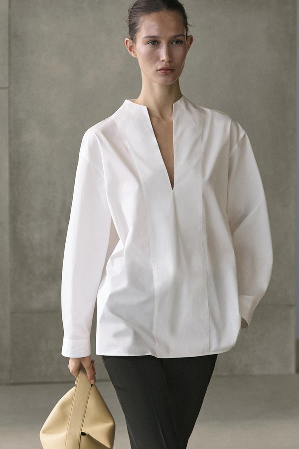 Poplin Shirt With Chest Detailing