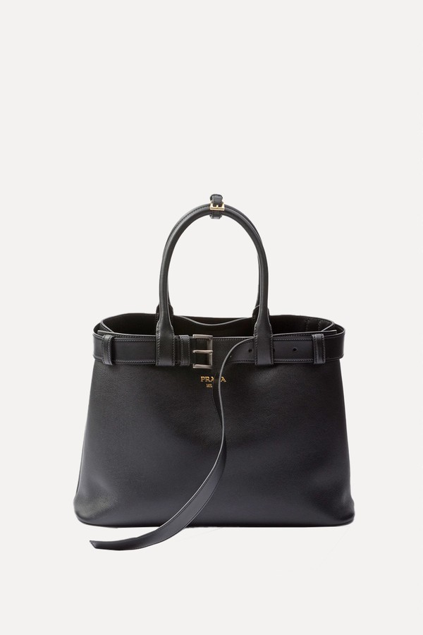 Buckle Large Leather Handbag With Belt