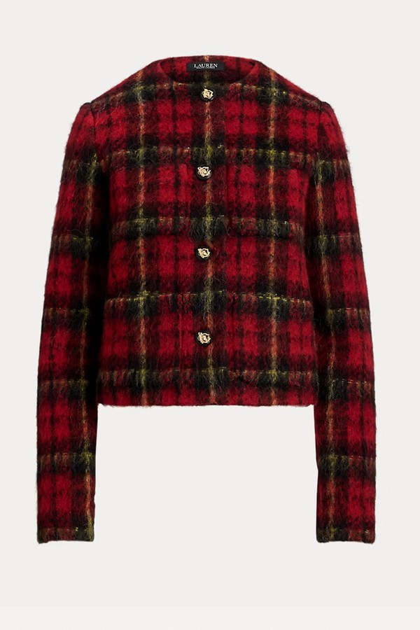 Plaid Mohair Cropped Jacket from Ralph Lauren