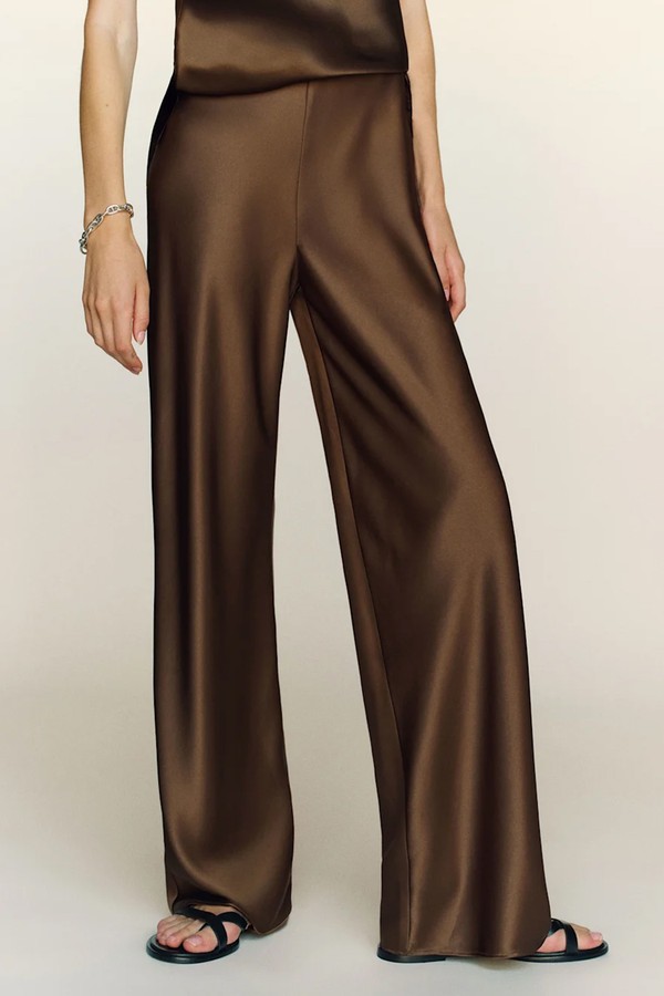 Gale Satin Mid Rise Bias Pants from Reformation