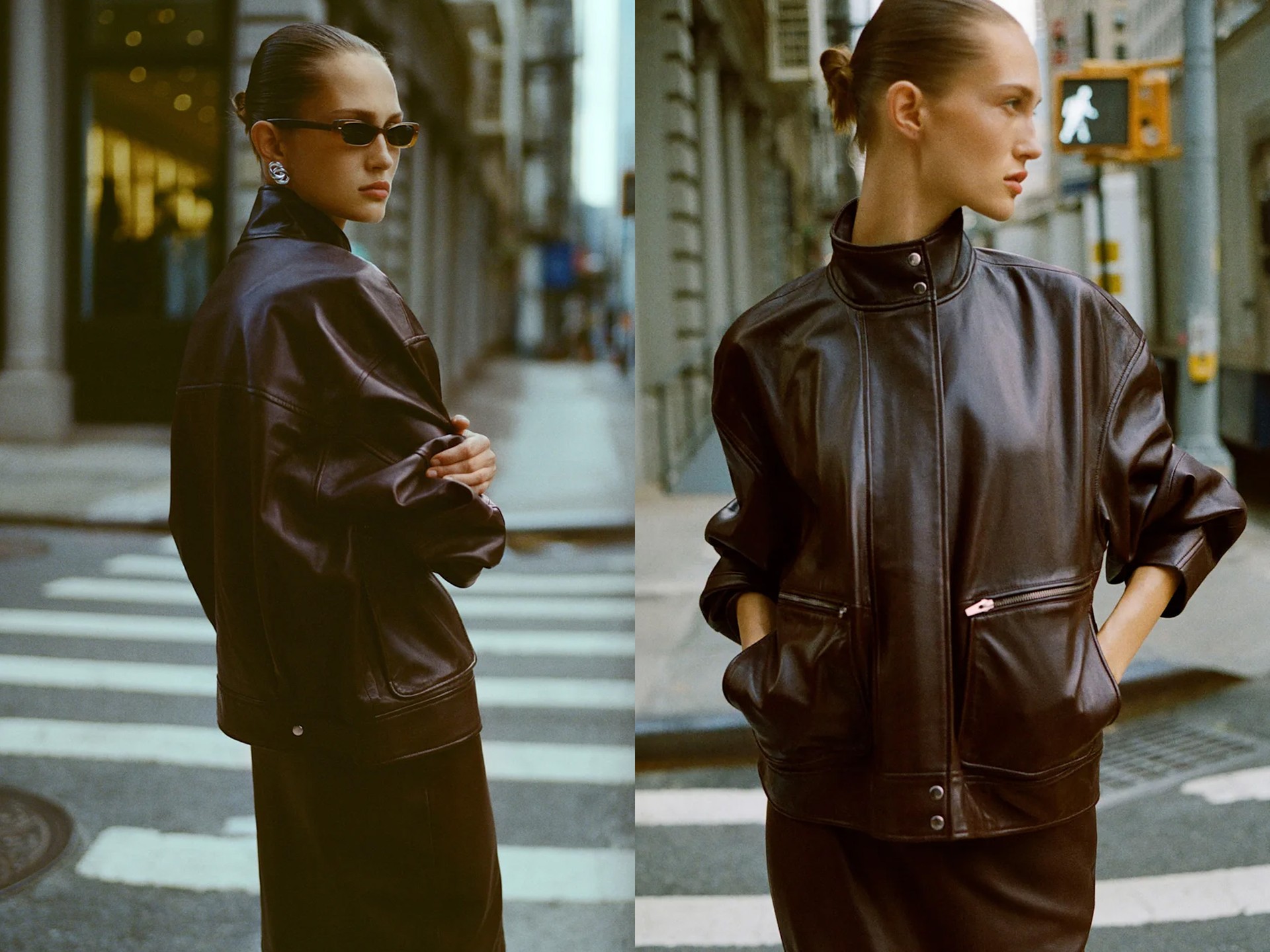 Veda Harrison Leather Oversized Bomber from Reformation