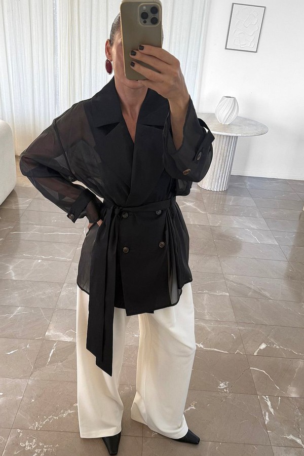 Organza Belt Detail Blouse