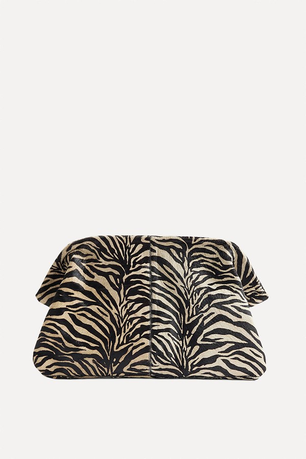 Pony Hair Leather Zebra Clutch Bag from River Island