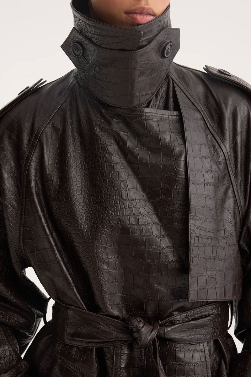 Leather Croco Trench Coat from Róhe