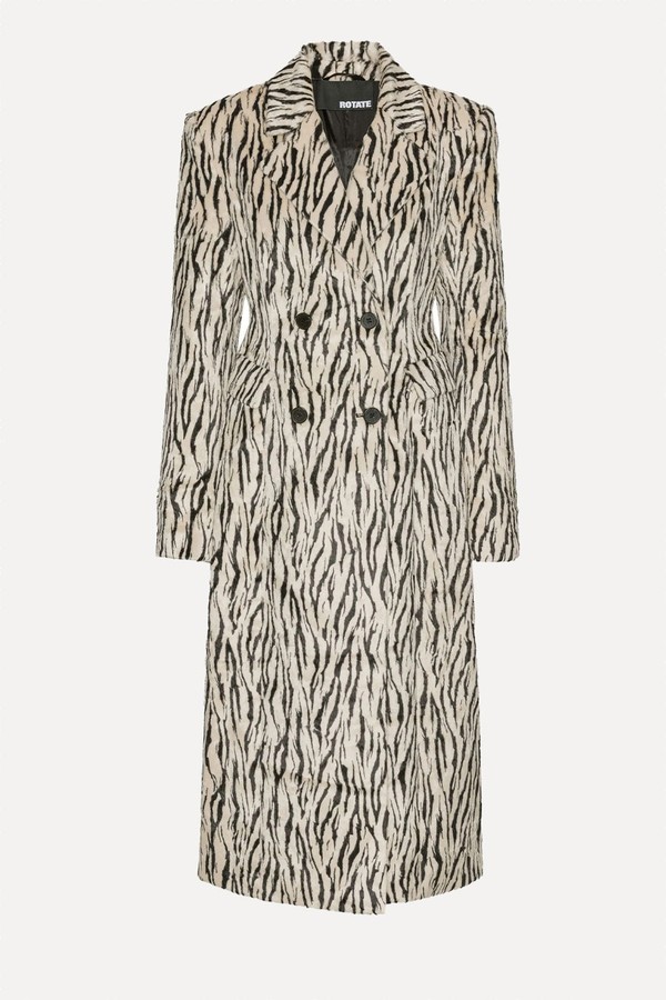 Zebra-Print Double-Breasted Coat from ROTATE BIRGER CHRISTENSEN