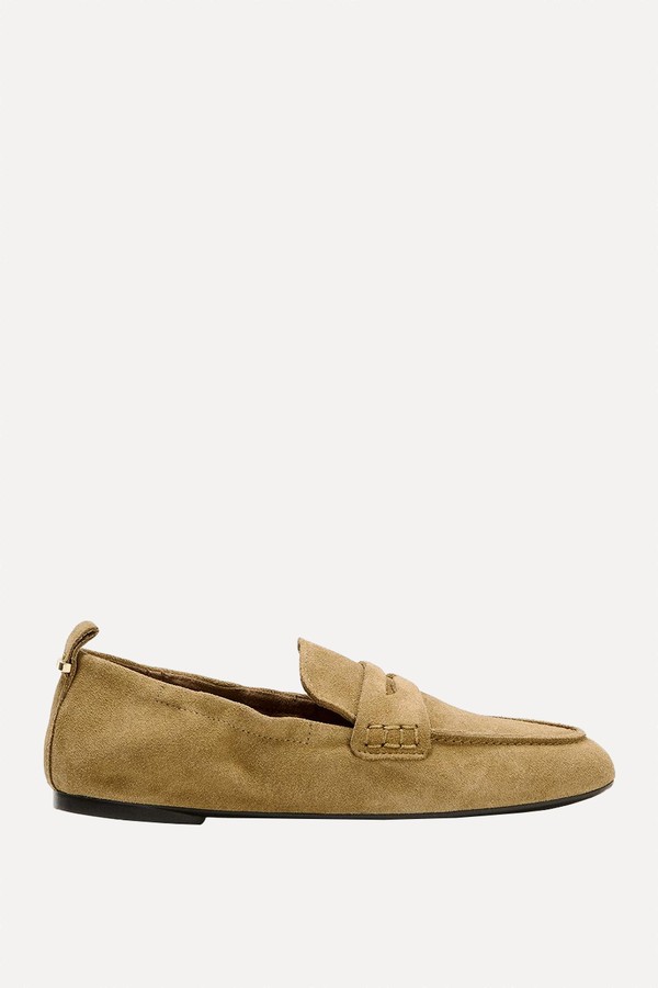 Ruffled Split Suede Loafers