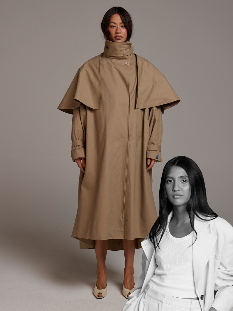 Funnel Neck Cape Trench from Atelier Ninety-Five