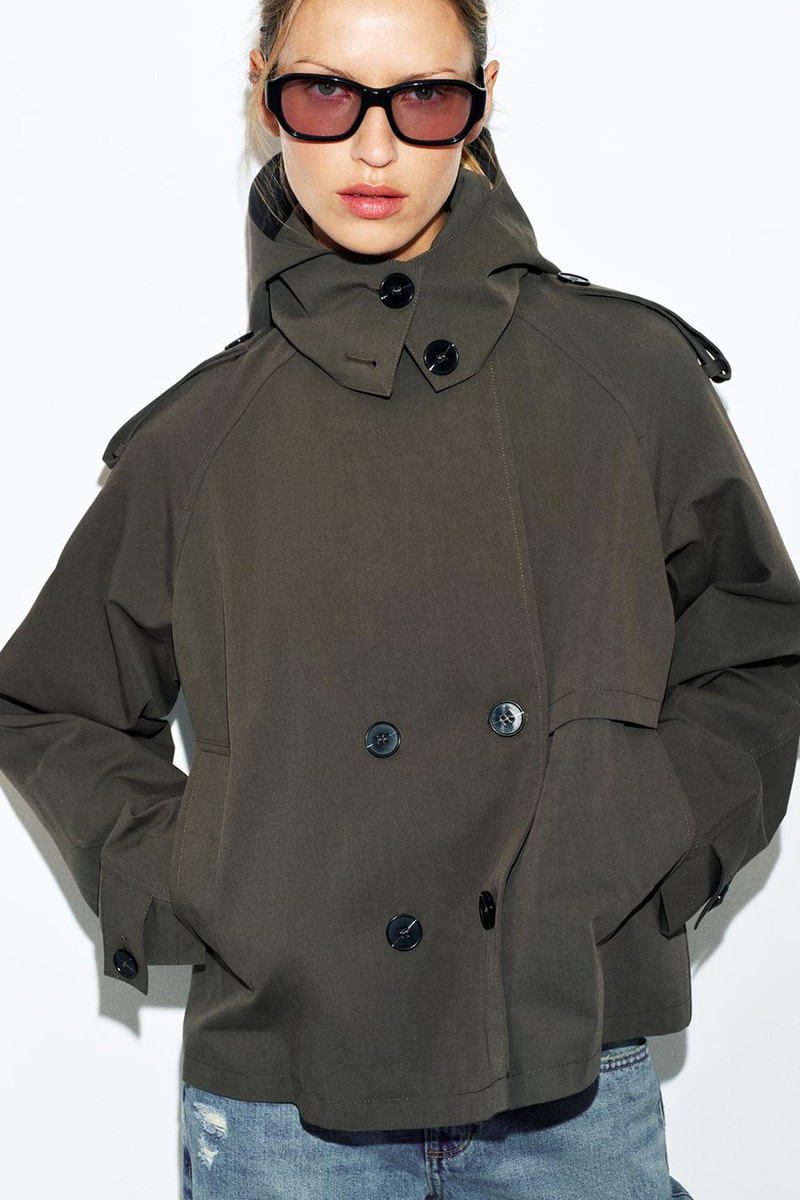 Short Hooded Trench Coat