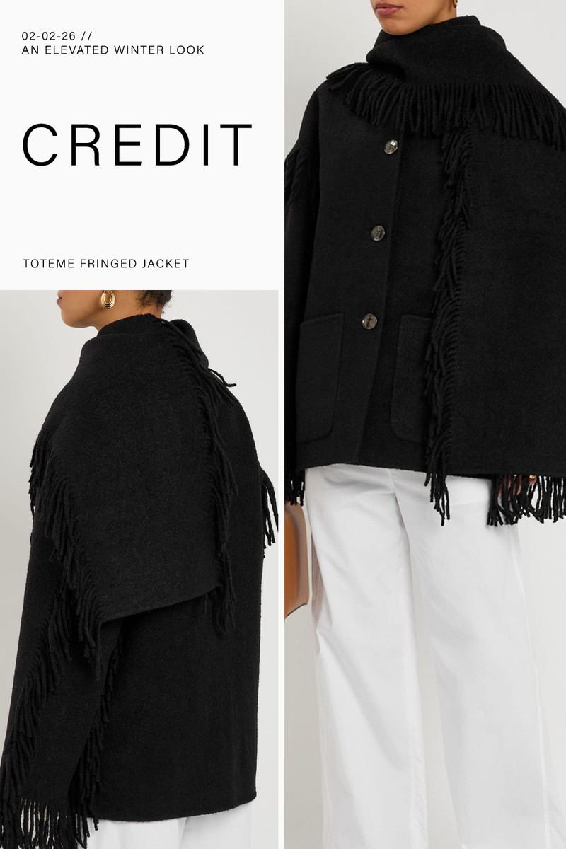 Fringed Scarf-Effect Wool-Blend Jacket from Toteme