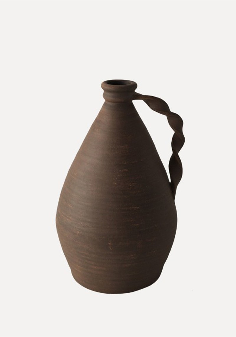 Terracotta Vase With Wavy Handle