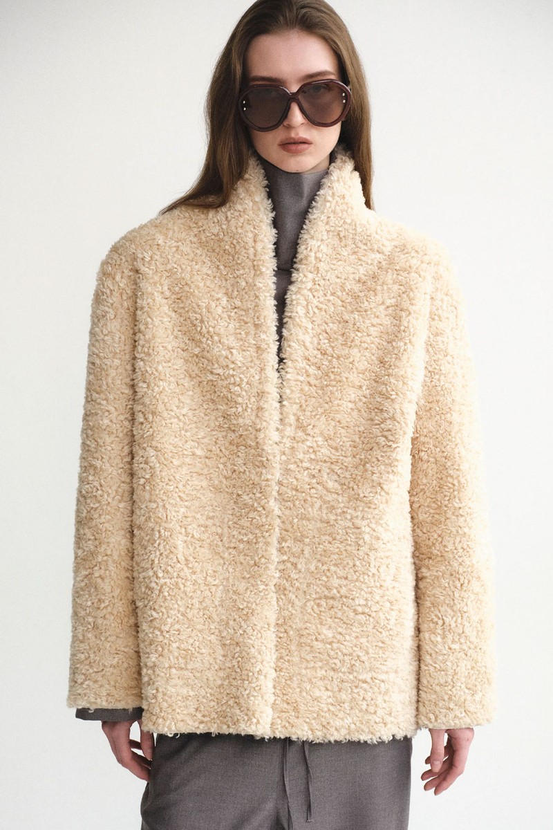 Shawl-Collar Shearling Jacket from Source Unknown