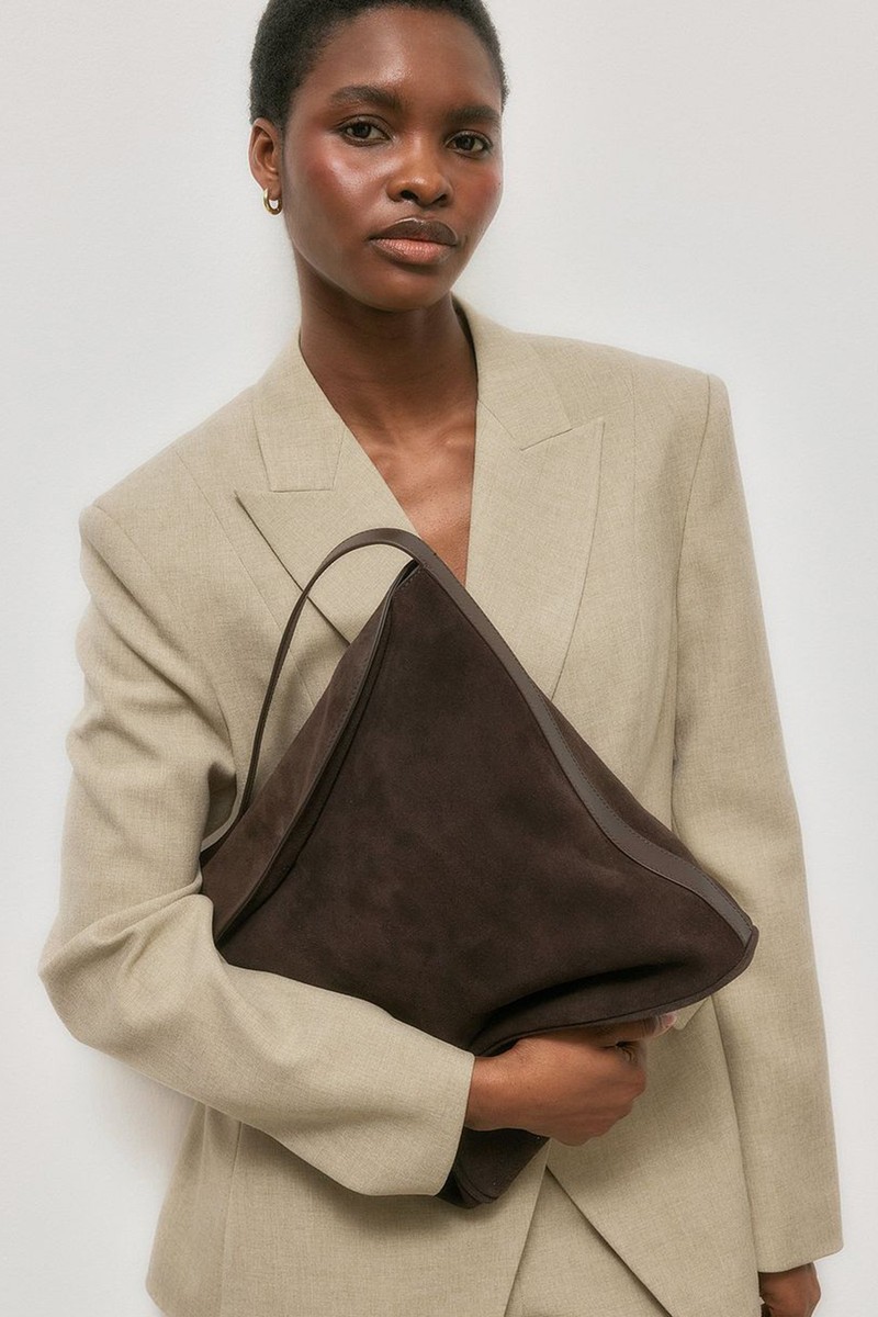 Suede Overlap Tote Bag