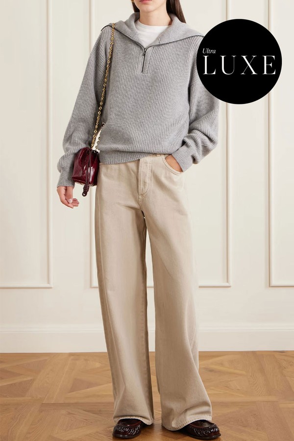 Runyon Ribbed Cashmere Turtleneck Half-Zip Sweater from The Elder Statesman