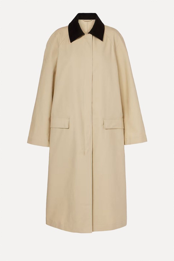 Corduroy-Trimmed Cotton Gabardine Coat from Toteme