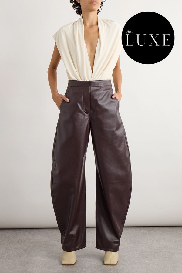 Leather Barrel-Leg Pants from Alaïa