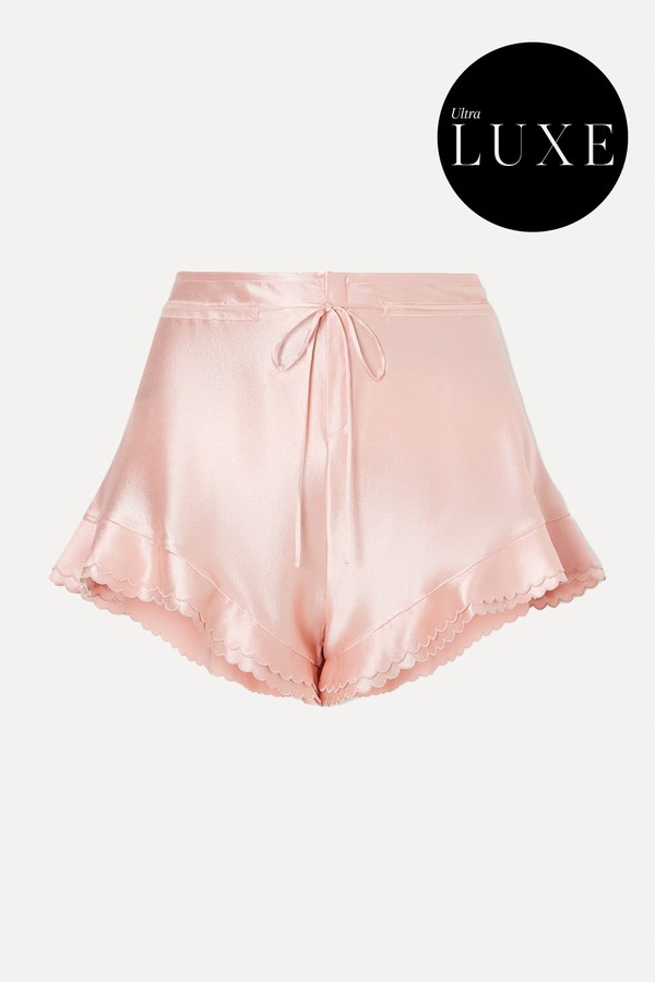 Scalloped Silk Satin Shorts from Saint Laurent