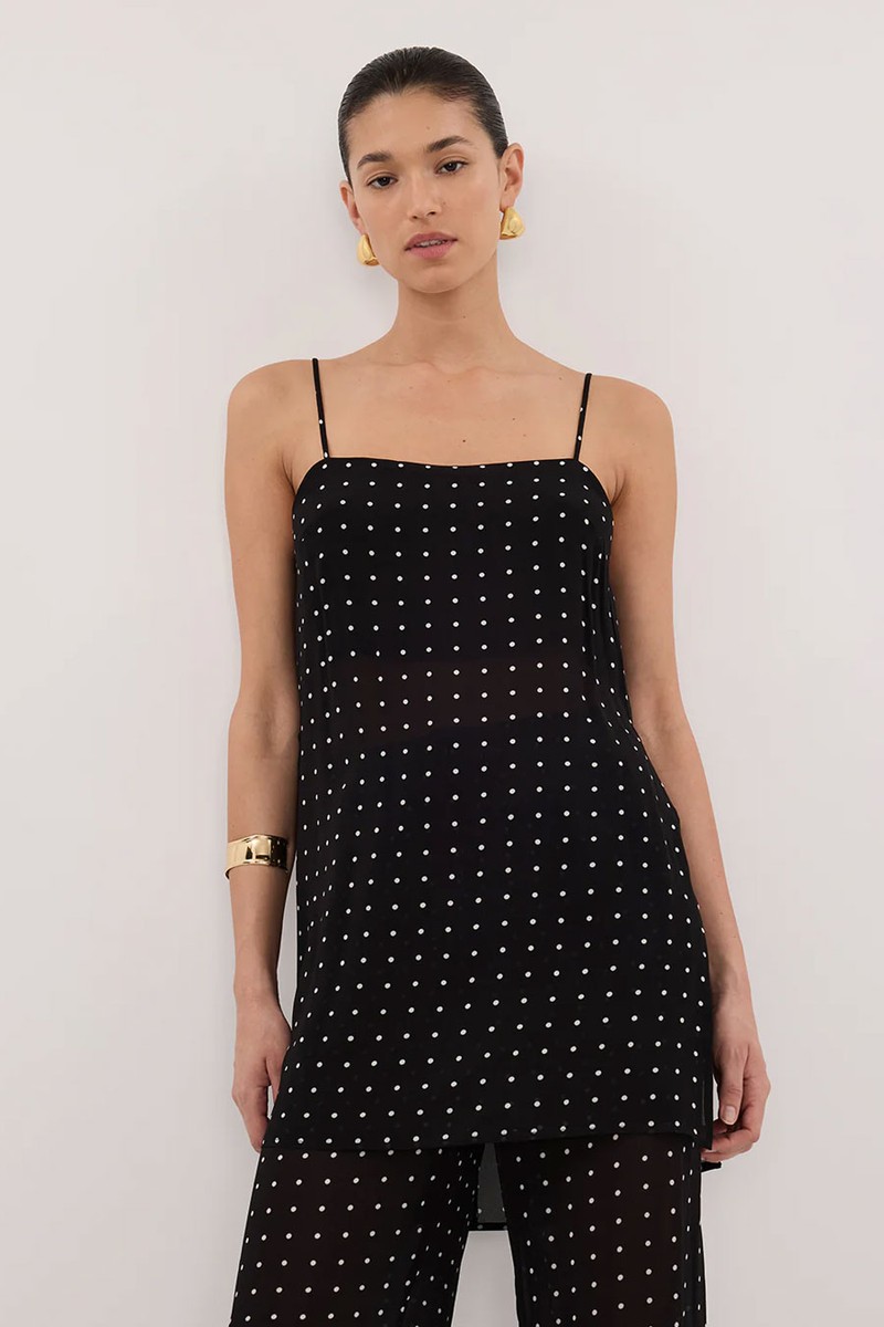 Vanessa Black Sleeveless Spot Cami Top from Dissh