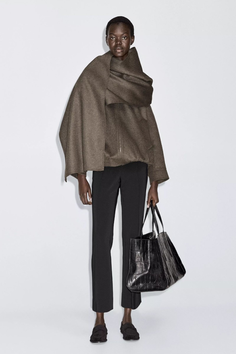 Wool Blend Bomber Jacket With Scarf from Massimo Dutti