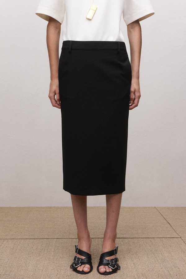 Wool-Blend Midi-Skirt
