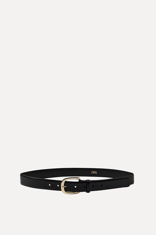 100% Leather Belt With Square Buckle from Zara