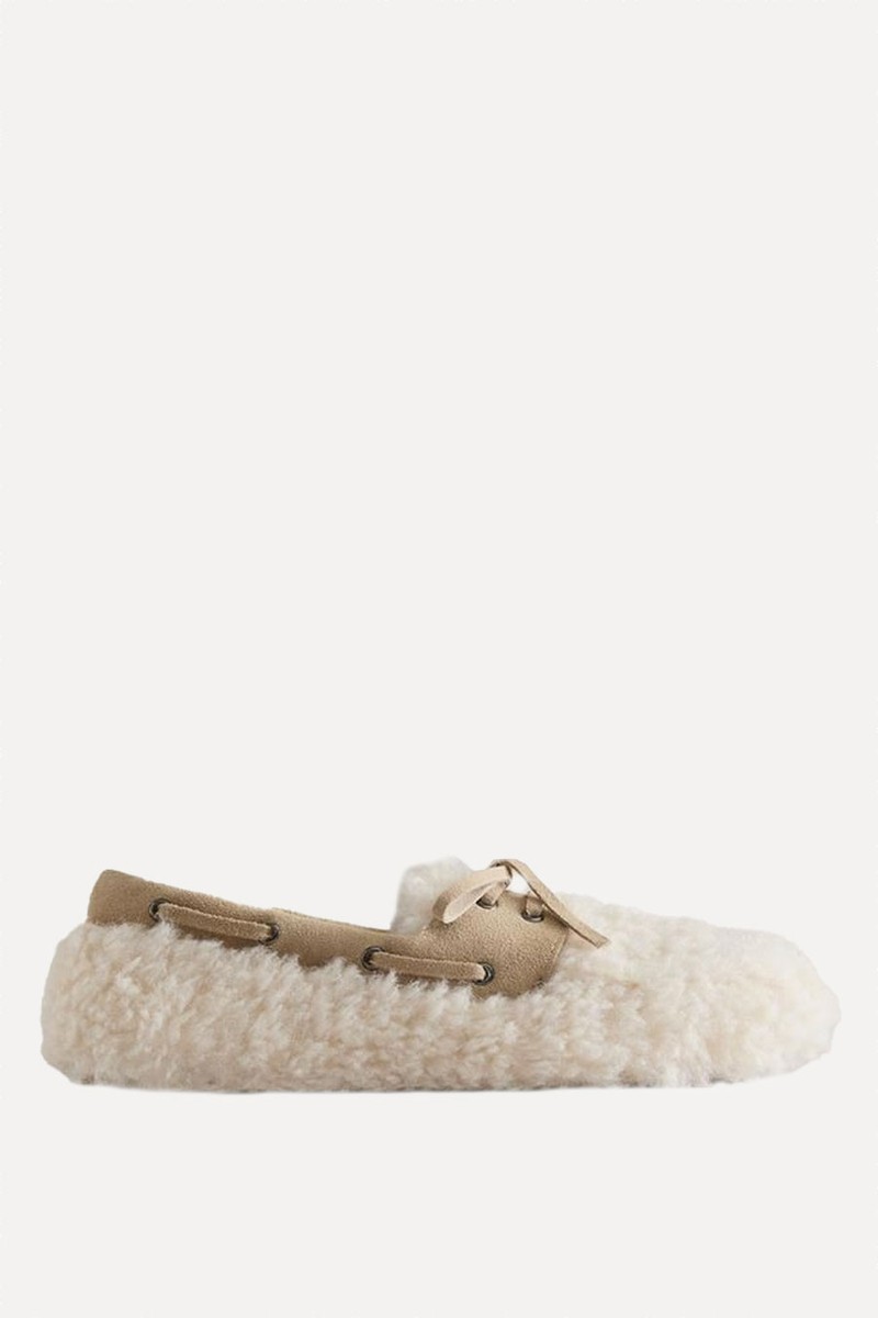 Faux Shearling Leather Loafer Slippers from Zara