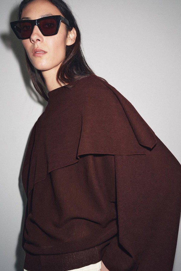 Plain Knit Cape Sweater from Zara