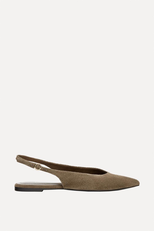 Pointed Toe Split Suede Slingback Shoes from Zara