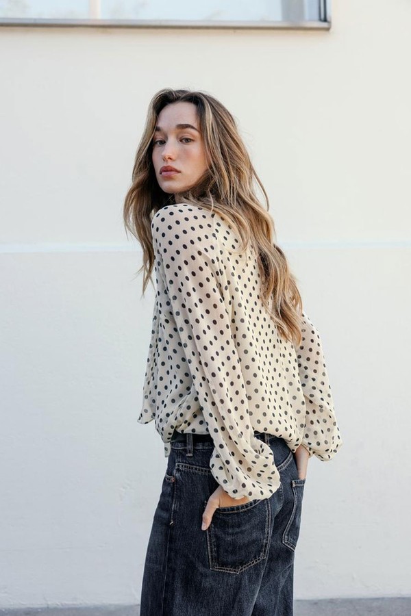 Polka Dot Blouse With Bow from Zara