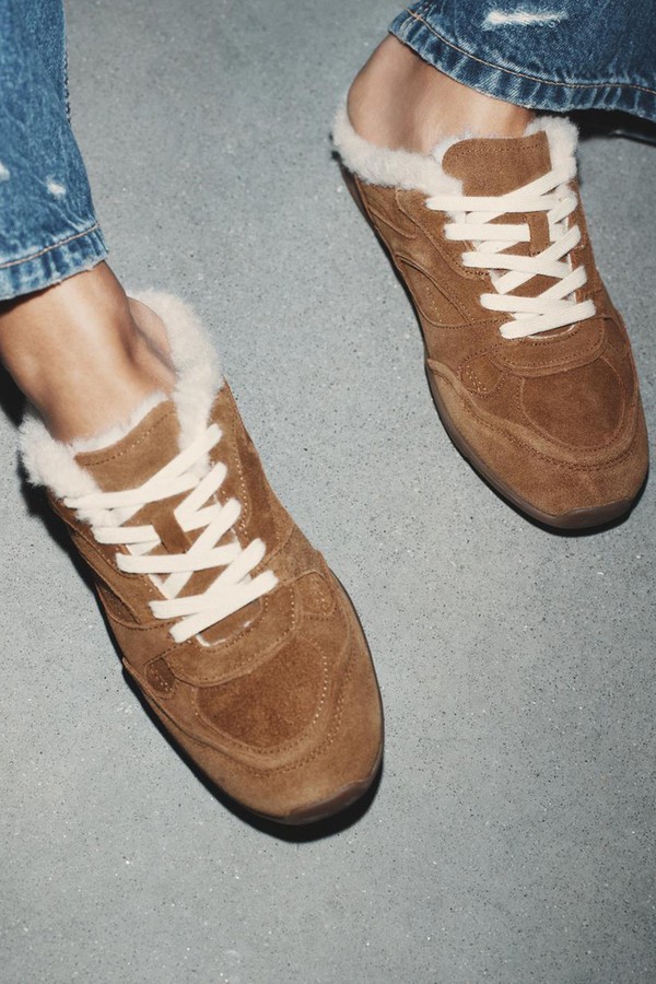 Slingback Trainers With Faux Fur