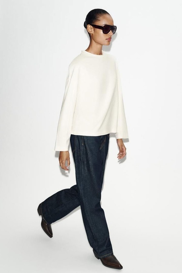 Textured Long Sleeve T-Shirt from Zara